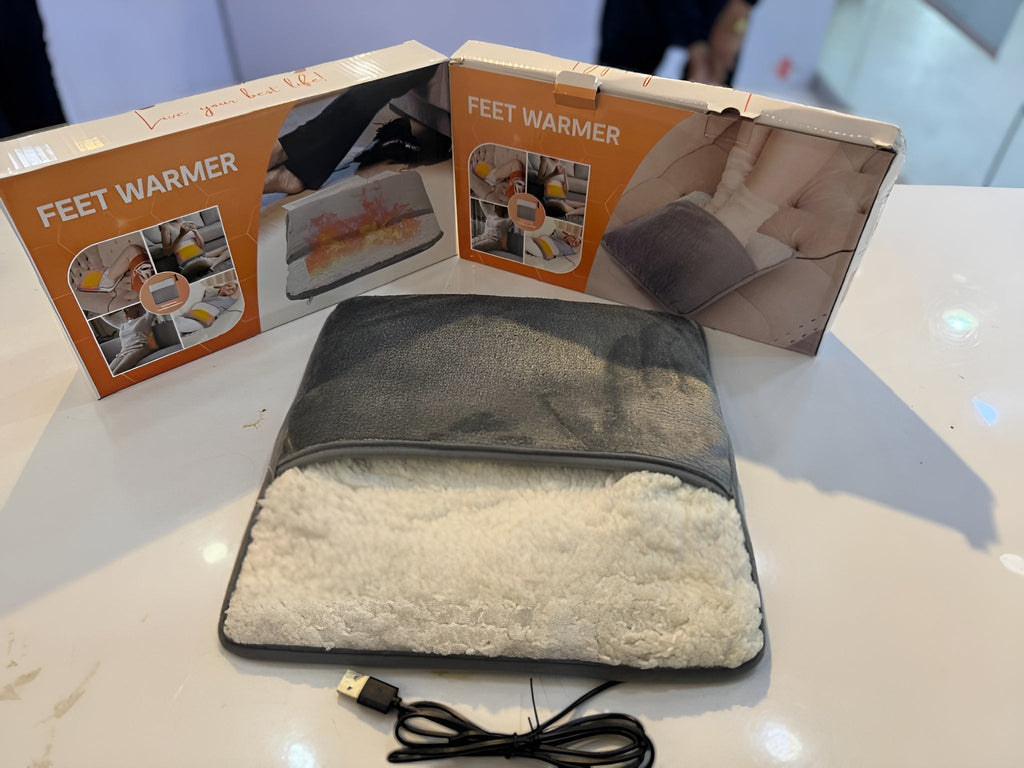 Electric Foot Heating Pad USB Charging Soft Plush Washable Foot Warmer Heater